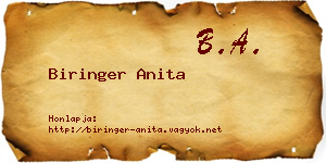Biringer Anita névjegykártya